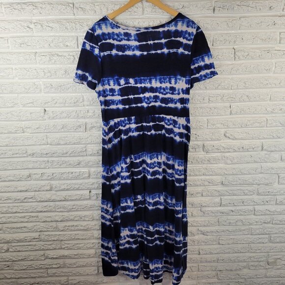 Lularoe Womens Dress 2XL Plus Short Sleeve Blue Tie Dye Poly Blend TIE23E - Picture 6 of 12